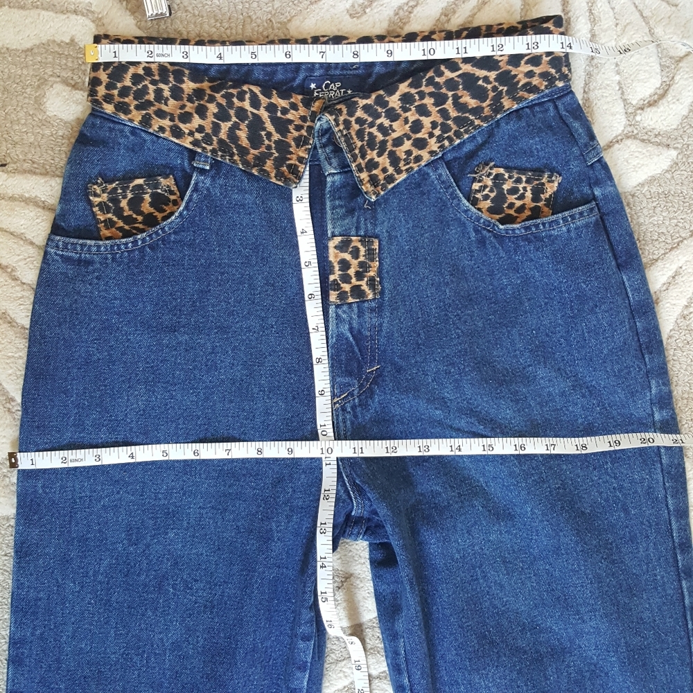 Vintage 1980's Cap Ferrat High Rise Leopard Detail Jeans - Picture 5 of 7